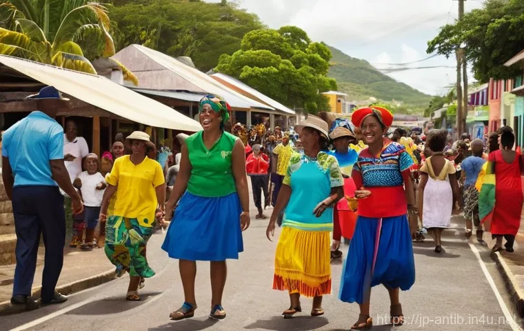 앤티가 바부다 노예제 역사 - **Prompt:** A clandestine gathering of enslaved people in Antigua during the late 18th century, deep...